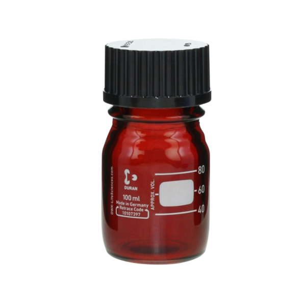 日本SIBATA柴田科學耐熱螺口瓶 棕色帶黑色瓶蓋  017210-7502A