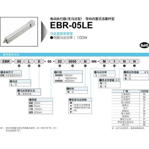 CKD喜開理電動執行器（無馬達型）滑塊型EBR-05LE-00-100150NNN-M1NN