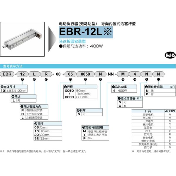 CKD喜開理電動執行器（無馬達型）滑塊型EBR-12LRER-00-320800NNN-P2CB