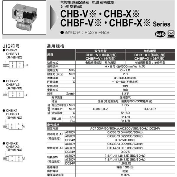 CKD喜開(kāi)理氣控式球閥2?3通CHB-X2-50-ND2-WS-AC100V