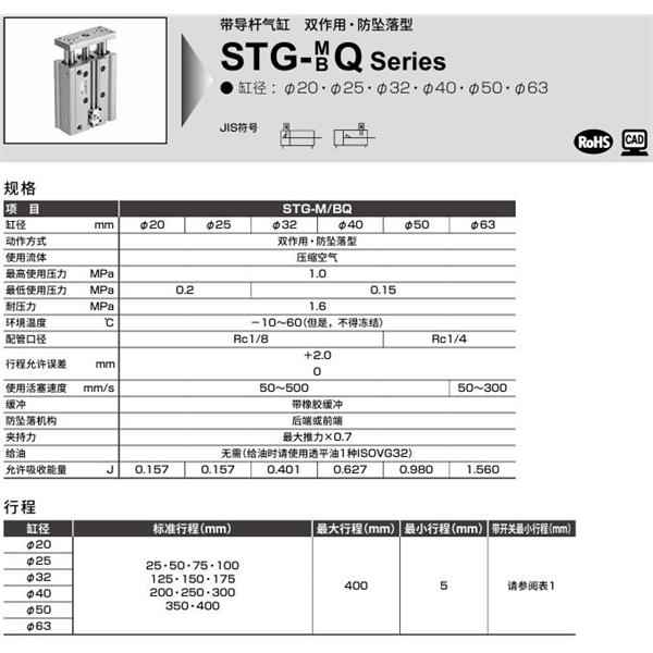 CKD喜開理帶導桿氣缸STG-BQ-20-25-H-M1