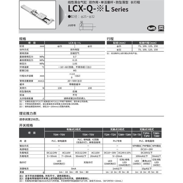 CKD喜開理線性滑臺氣缸LCX-Q-25L-125-S5