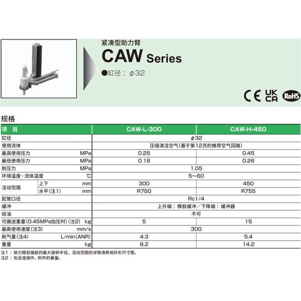 CKD喜開理緊湊型機械臂CAW-H-450-UD40